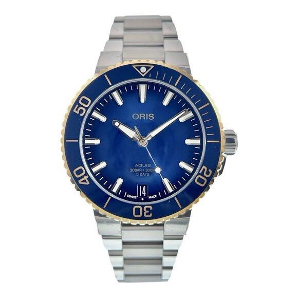 Oris Aquis Date Steel and Gold Blue Dial 41.5mm Automatic Men's Watch 7769 - Picture 1 of 9